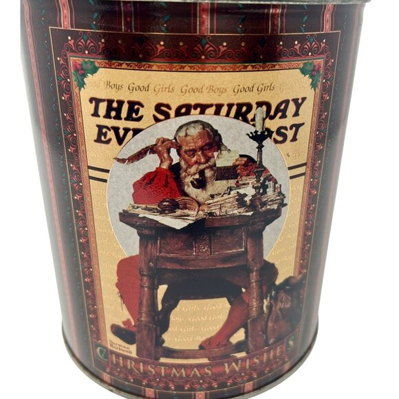 Vintage Norman Rockwell's Saturday Evening Post with Santa Christmas Wishes Tin‎ - Picture 5 of 8